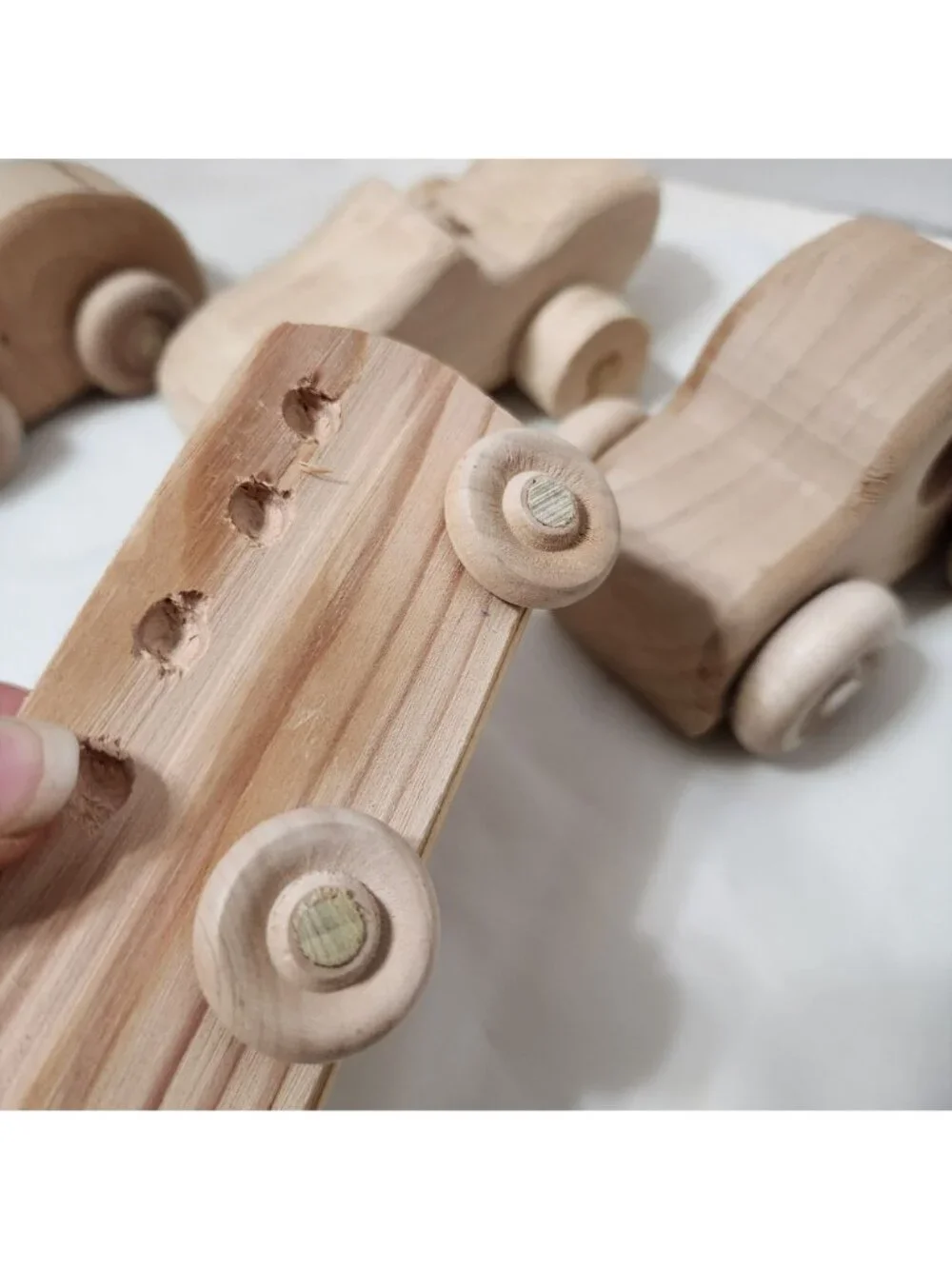 Handcrafted Wooden Toy Cars Set Of 4 – Natural Finish Durable Wooden Wheels